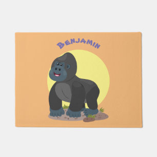 Cute happy big gorilla cartoon illustratie deurmat