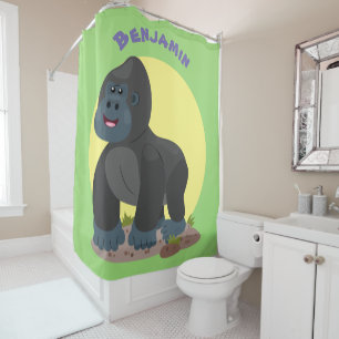 Cute happy big gorilla cartoon illustratie douchegordijn
