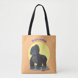 Cute happy big gorilla cartoon illustratie draagtas