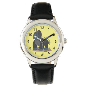 Cute happy big gorilla cartoon illustratie horloge