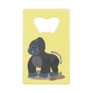 Cute happy big gorilla cartoon illustratie kredietkaart flessenopener