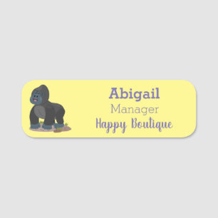 Cute happy big gorilla cartoon illustratie naamplaatje