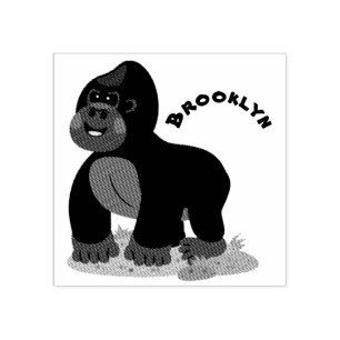 Cute happy big gorilla cartoon illustratie rubberstempel