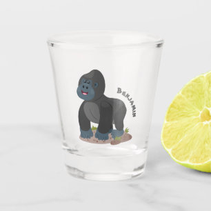 Cute happy big gorilla cartoon illustratie shot glas