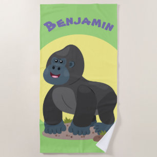 Cute happy big gorilla cartoon illustratie strandlaken