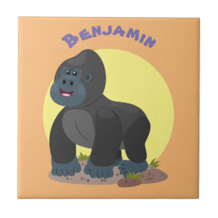 Cute happy big gorilla cartoon illustratie tegeltje