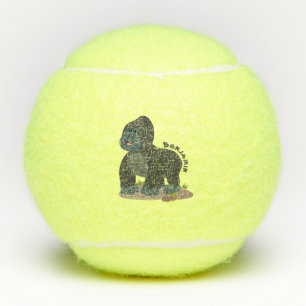 Cute happy big gorilla cartoon illustratie tennisballen
