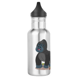 Cute happy big gorilla cartoon illustratie waterfles