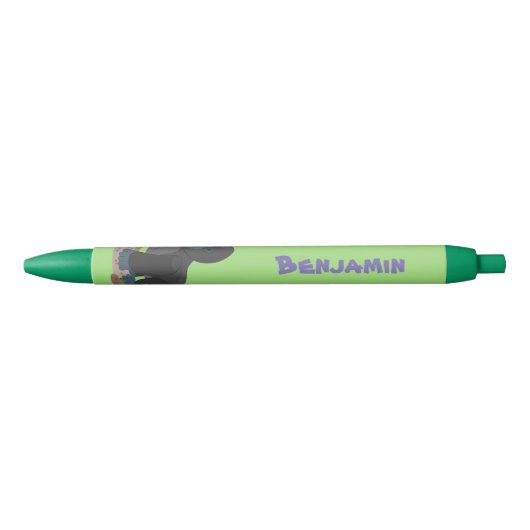 Cute happy big gorilla cartoon illustratie zwarte inkt pen (Voorkant)