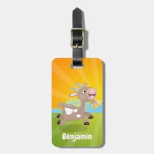 Cute happy billy cartoon bagagelabel