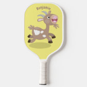 Cute happy billy cartoon pickleball paddle (Achterkant)