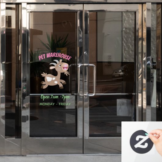 Cute happy billy cartoon raamsticker (Kantoordeur)