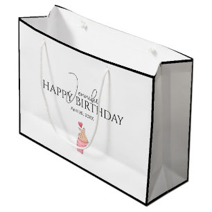 Cute Happy Birthday Black & White Groot Cadeauzakje