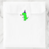 Cute Happy Birthday Dinosaur Ronde Sticker (Tas)