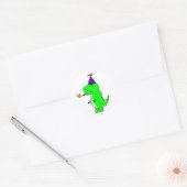 Cute Happy Birthday Dinosaur Ronde Sticker (Envelop)