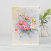 Cute  Happy Birthday Fairy Feestdagenkaart (Staand voorkant)