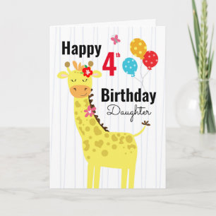 Cute Happy Birthday Giraffe Daughter Kaart