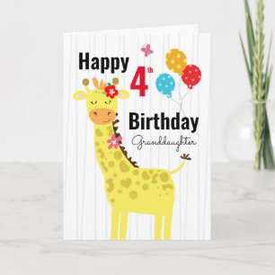 Cute Happy Birthday Giraffe kleindochter Kaart