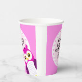Cute Happy Birthday Girl Pink Owl Papieren Bekers (Rechts)