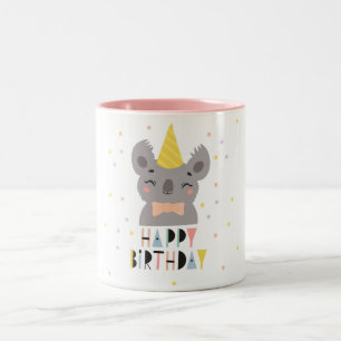 Cute Happy Birthday Koala Tweekleurige Koffiemok