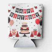 Cute Happy Birthday ladybug theme Blikjeskoeler (Voorkant)