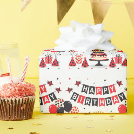 Cute Happy Birthday ladybug theme Cadeaupapier