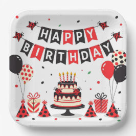 Cute Happy Birthday ladybug theme Papieren Bordje