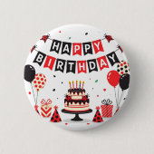 Cute Happy Birthday ladybug theme Ronde Button 5,7 Cm (Voorkant)