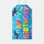Cute Happy Birthday nautical dolphin Cadeaulabel (Voorkant)