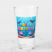 Cute Happy Birthday nautical dolphin Glas (Voorkant)