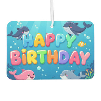 Cute Happy Birthday nautical dolphin Luchtverfrisser