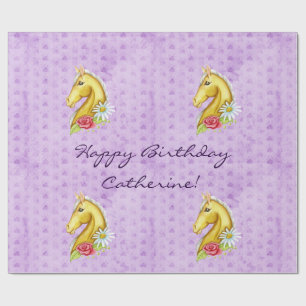 Cute "Happy Birthday" Palomino Horse Birthday Cadeaupapier
