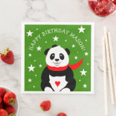 Cute Happy Birthday Panda met Bowler Pet & Scarf Servet (Insitu)
