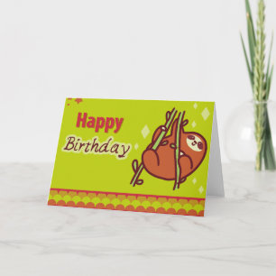 Cute Happy Birthday Sloth Kaart