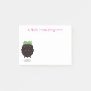 Cute happy blackberry fruit cartoon illustration post-it® notes