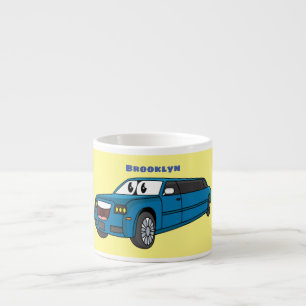 Cute happy blue Limousine cartoon car Espresso Kop
