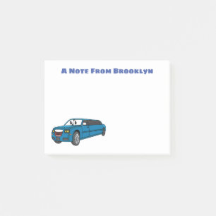 Cute happy blue Limousine cartoon car Post-it® Notes