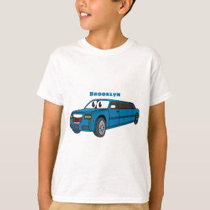 Cute happy blue Limousine cartoon car T-shirt
