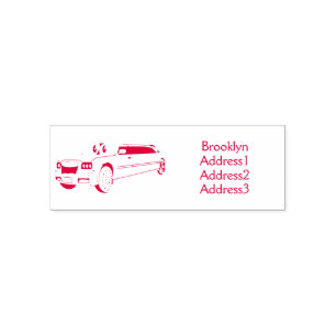 Cute happy blue Limousine cartoon car Zelfinktende Stempel