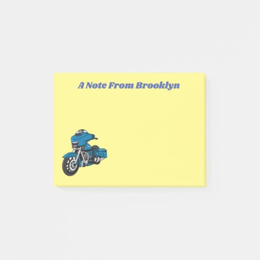 Cute happy blue motor cartoon post-it® notes (Voorkant)