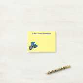 Cute happy blue motor cartoon post-it® notes (Op bureau)