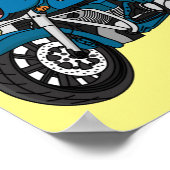 Cute happy blue motor cartoon poster (Hoek)