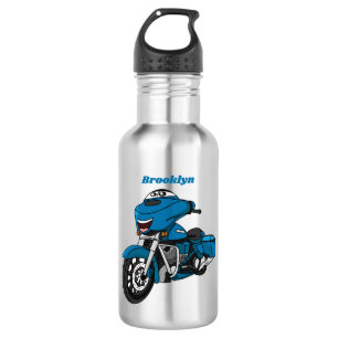 Cute happy blue motor cartoon waterfles