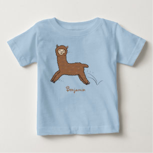 Cute happy brown alpaca cartoon