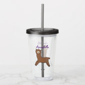 Cute happy brown alpaca cartoon acryl drinkbeker (Voorkant)