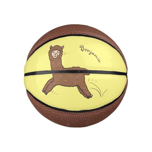 Cute happy brown alpaca cartoon basketbal (Voorkant)