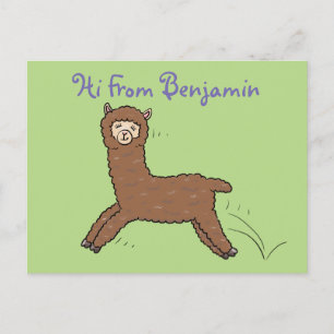 Cute happy brown alpaca cartoon briefkaart