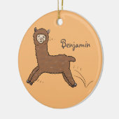 Cute happy brown alpaca cartoon keramisch ornament (Links)