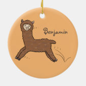 Cute happy brown alpaca cartoon keramisch ornament (Achterkant)