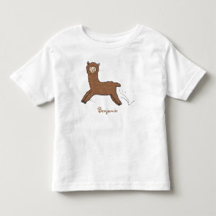 Cute happy brown alpaca cartoon kinder shirts